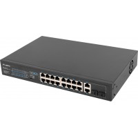 Switch Lanberg 16x 100Mb POE+/2x Combo niezarządzalny Rack 19" Gigabit Ethernet 150W